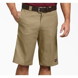 Dickies Mens Essential Work Shorts Size 32 Khaki Flat Front‎ Utility New